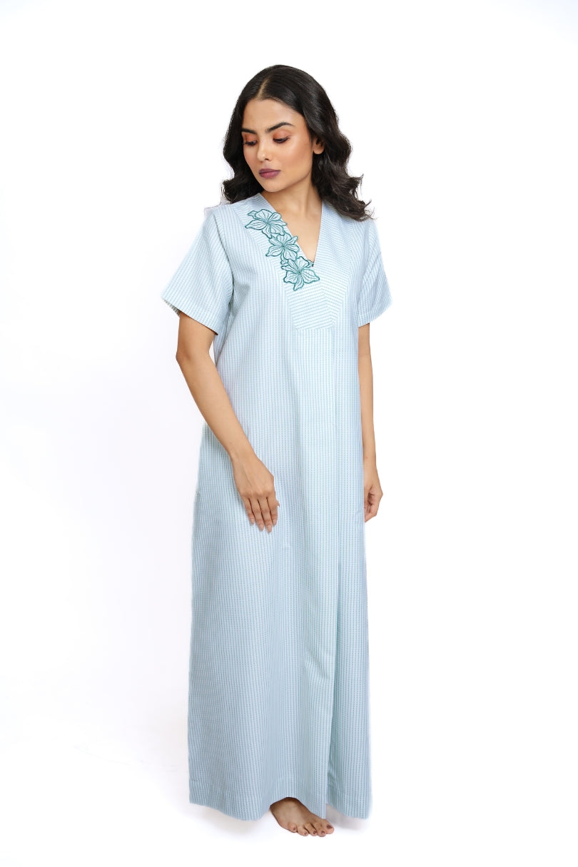 Mistleaf - Embroidered Cotton Nighty