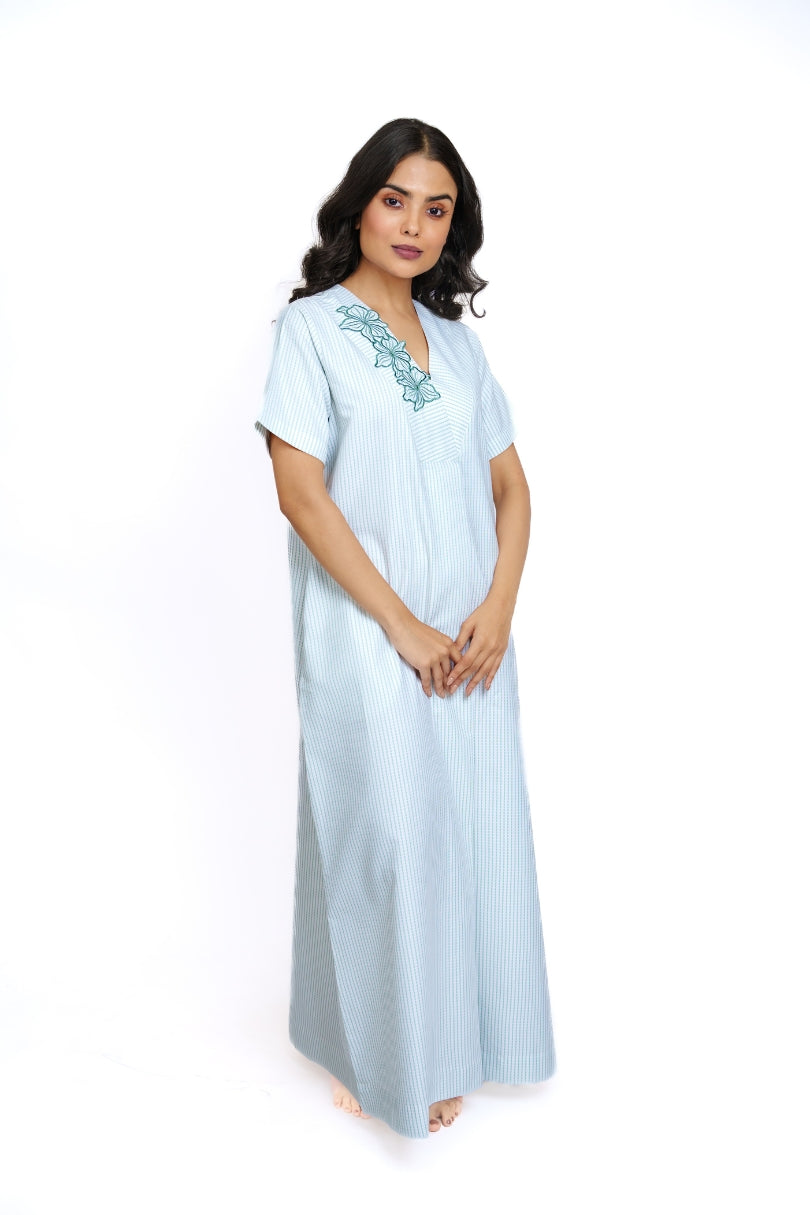 Mistleaf - Embroidered Cotton Nighty