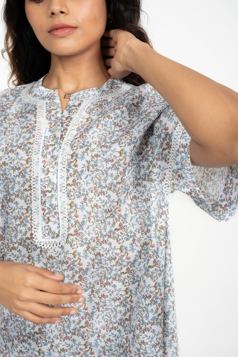Mistleaf - Embroidered Cotton Nighty