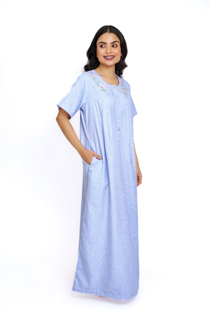 Bluebell Grace - Embroidered Cotton Nighty