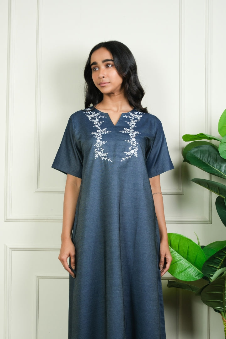 Midnight Ivy - Embroidered Cotton Nighty