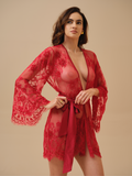 Rosa Red Hand Embellished Lace robe