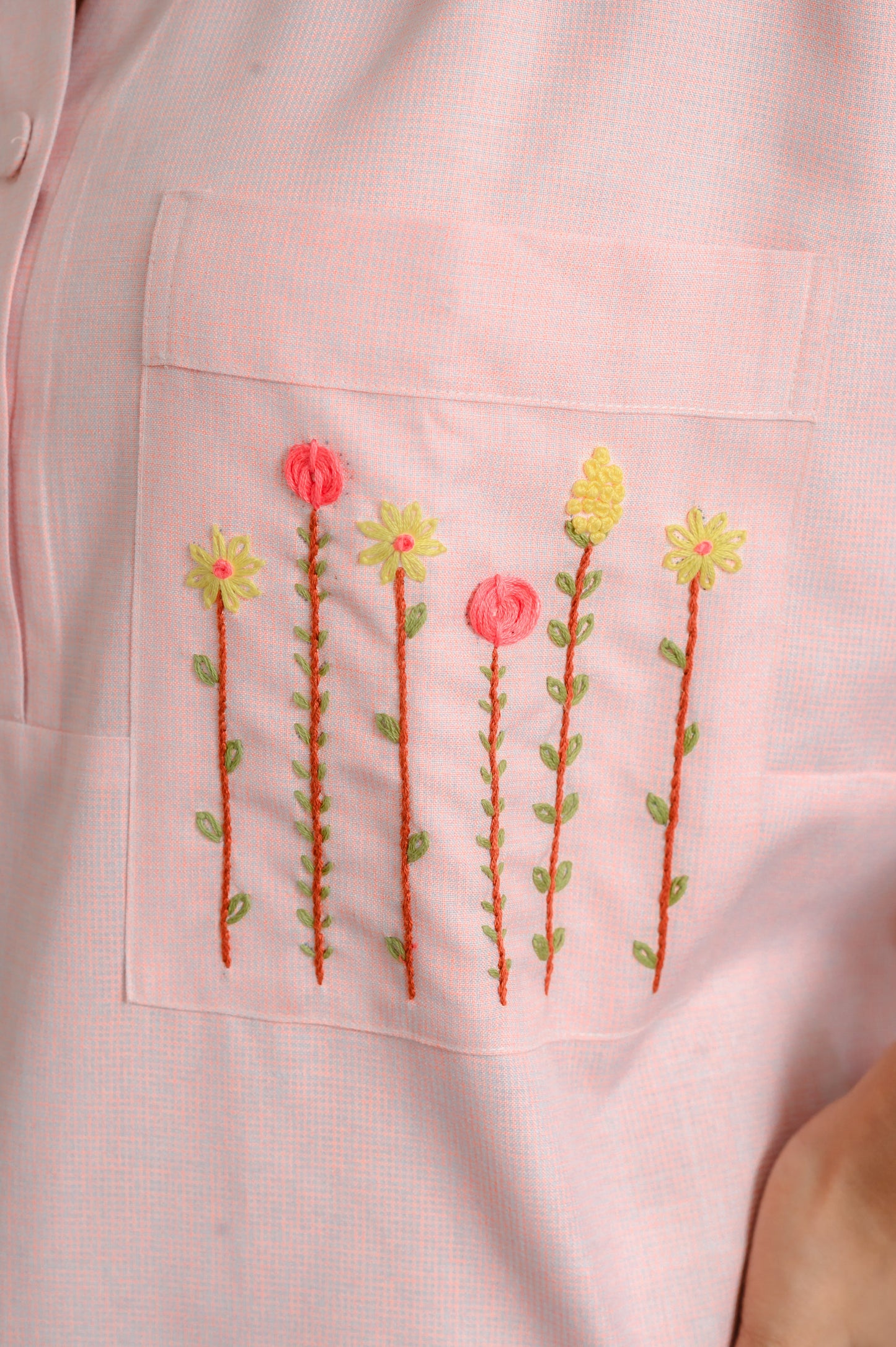 Blush Petal – Embroidered Pocket Cotton Nighty