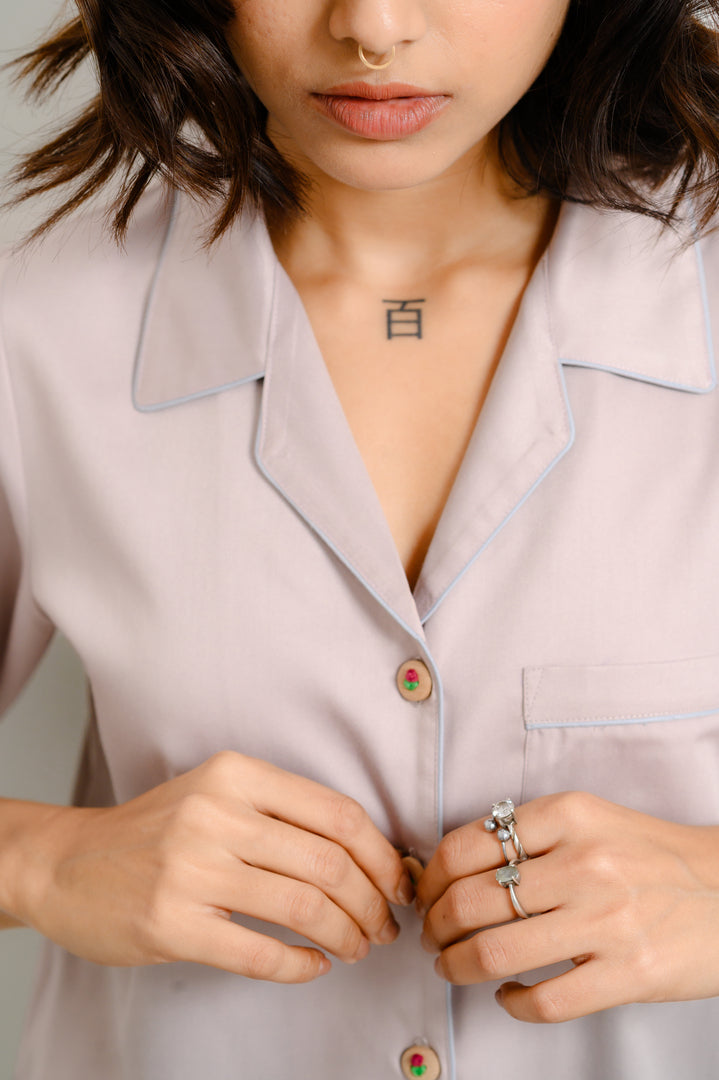 Blush Loop Button Pajama Set