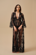 Ivy Black Hand Embellished Lace Robe