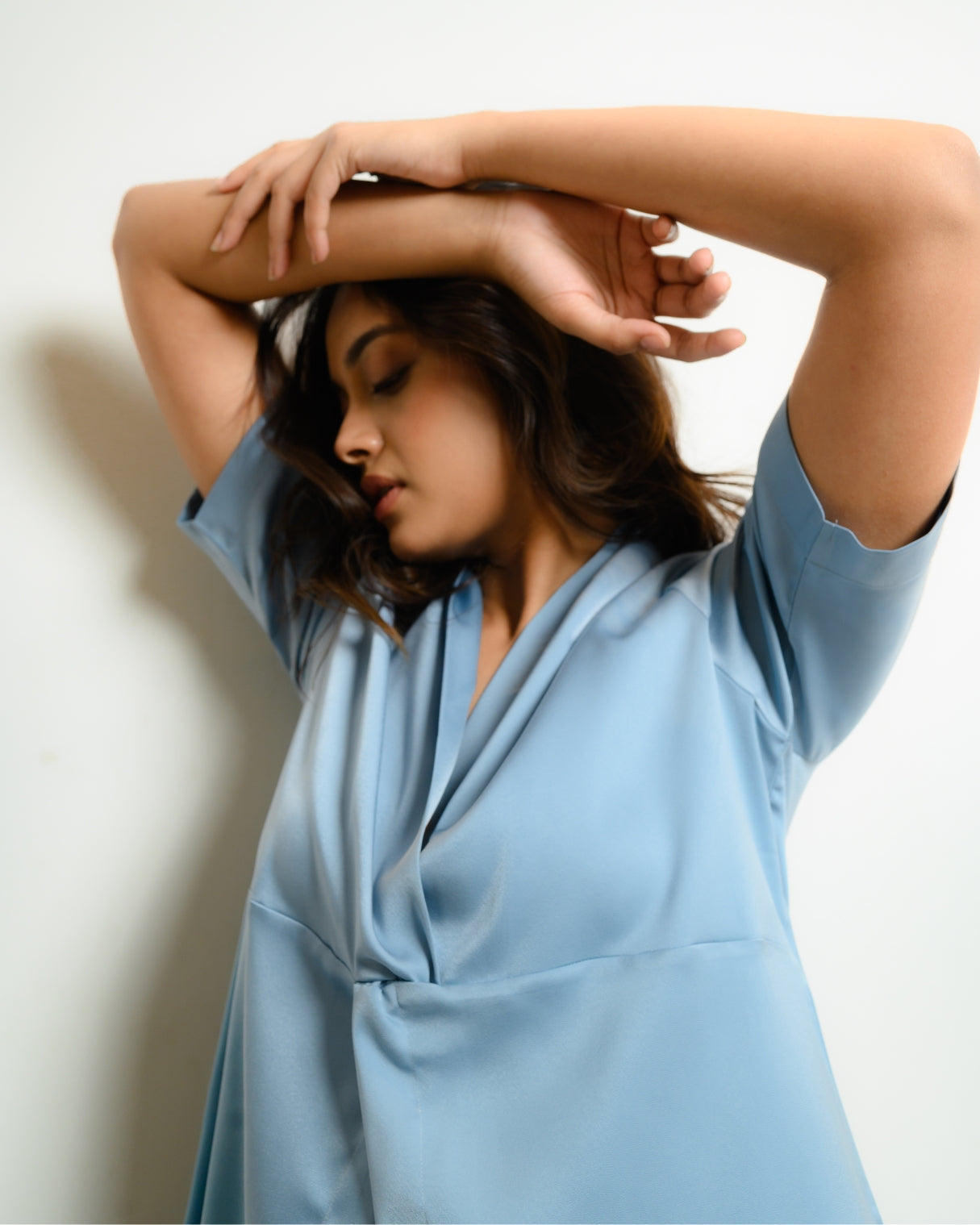 Satin Sky - Powder Blue Satin Pajama Set