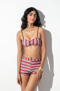 Sundried Tomato Stripe Bandeau Bikini Top