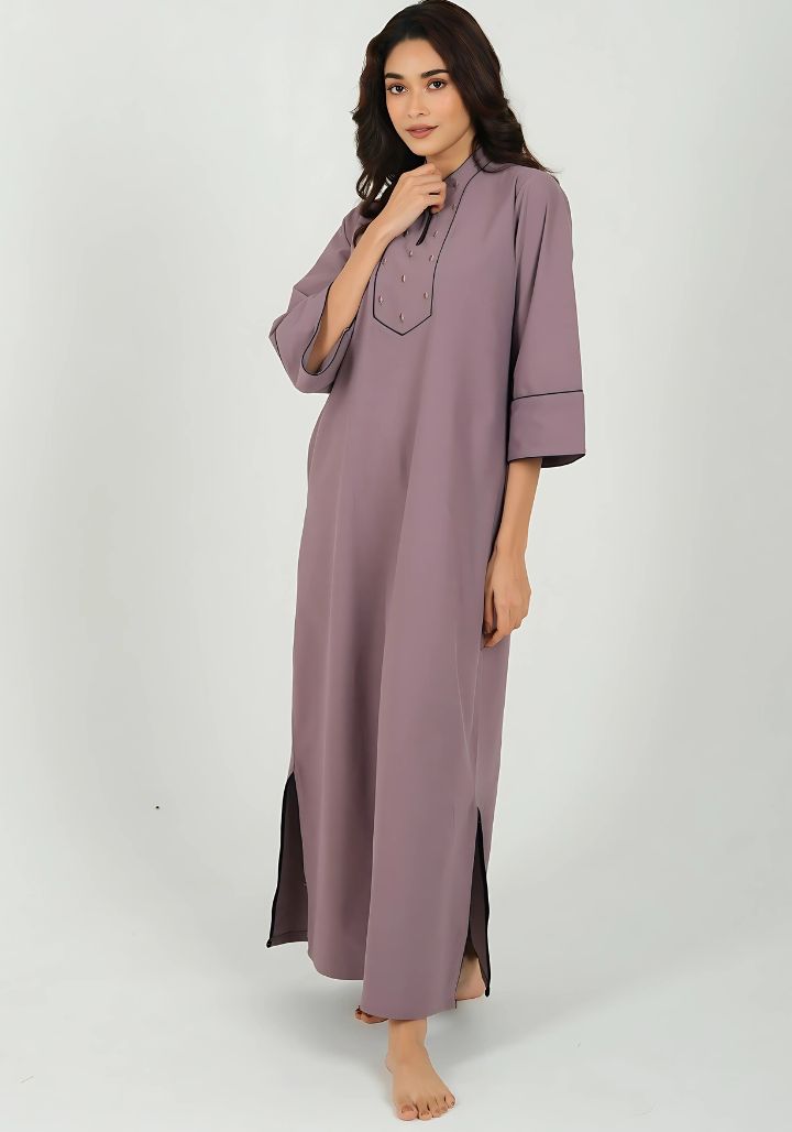 Orchid Haze – Embroidered Yoke Nighty