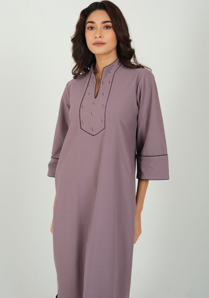 Orchid Haze – Embroidered Yoke Nighty