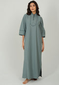 Sage Bloom – Embroidered Yoke Nighty
