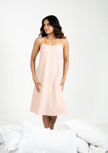 Blush Whisper Embroidered Sleep Dress