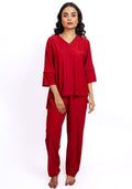 Crimson Ease – 3-Piece PU Hosiery Lounge Set
