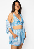 Blue Striped Muslin – 3-Piece Beachwear Set