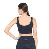Aura Round Neck Sports Bra Navy Animal-Padded Sports Bra-Silvertraq-Silvertraq