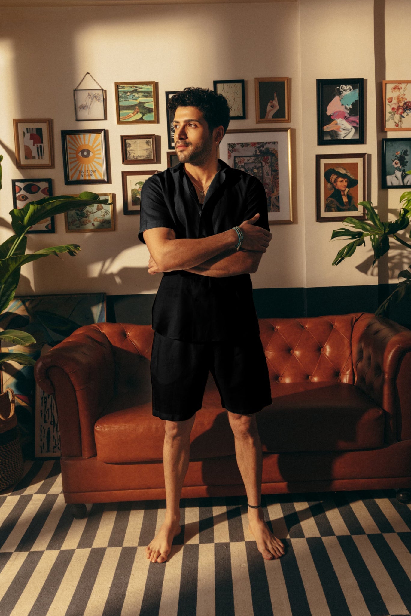 Black Cuban Collar Shirt