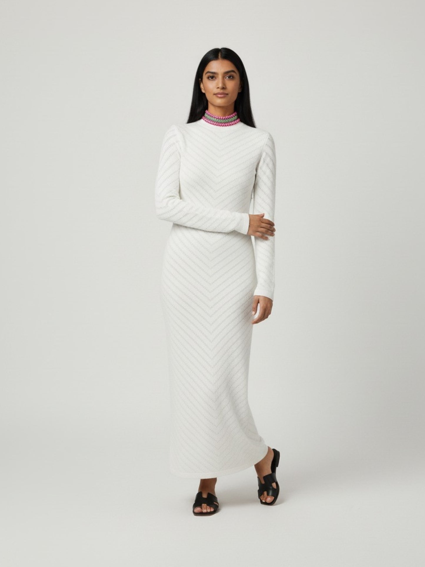 White Knitted Bodycon Beachwear Maxi Dress