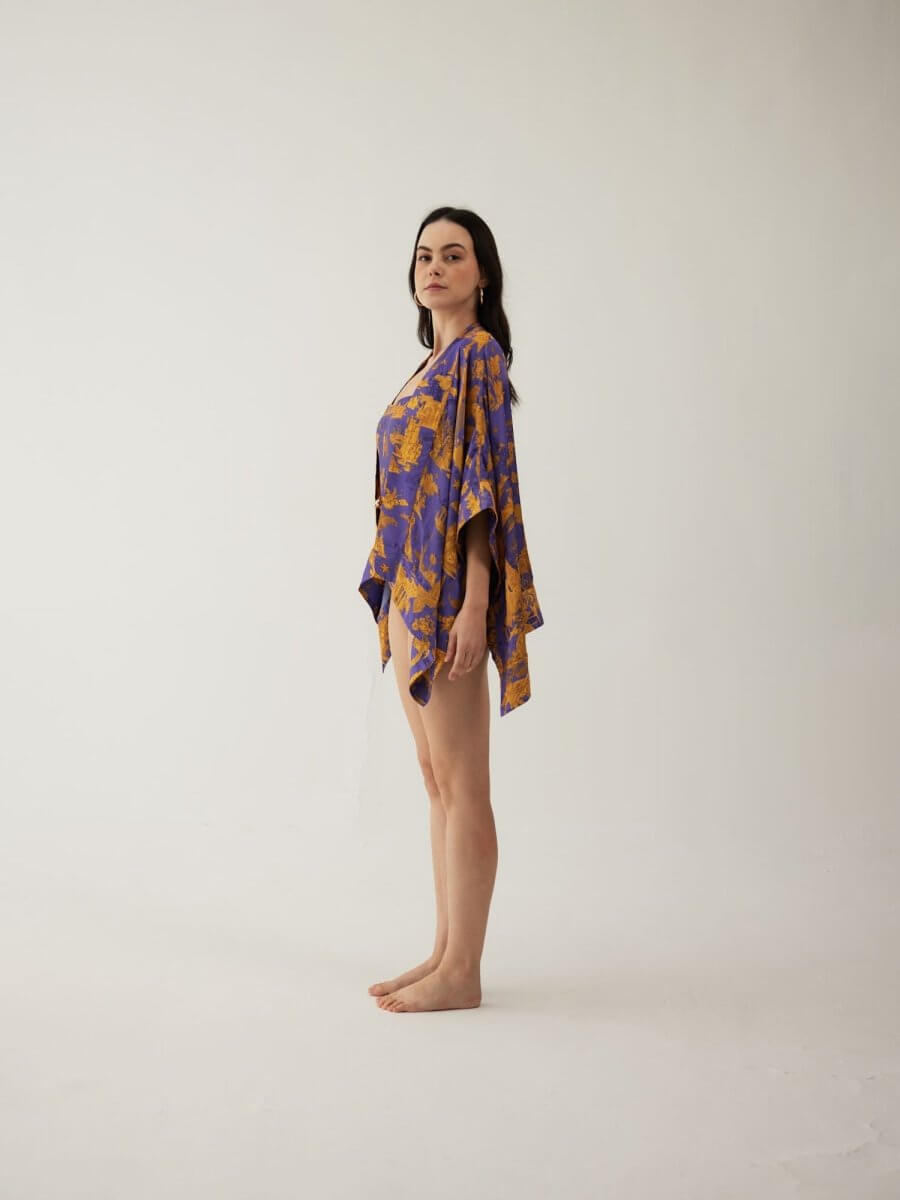 Aether Swimsuit With Tragano Short Kaftan