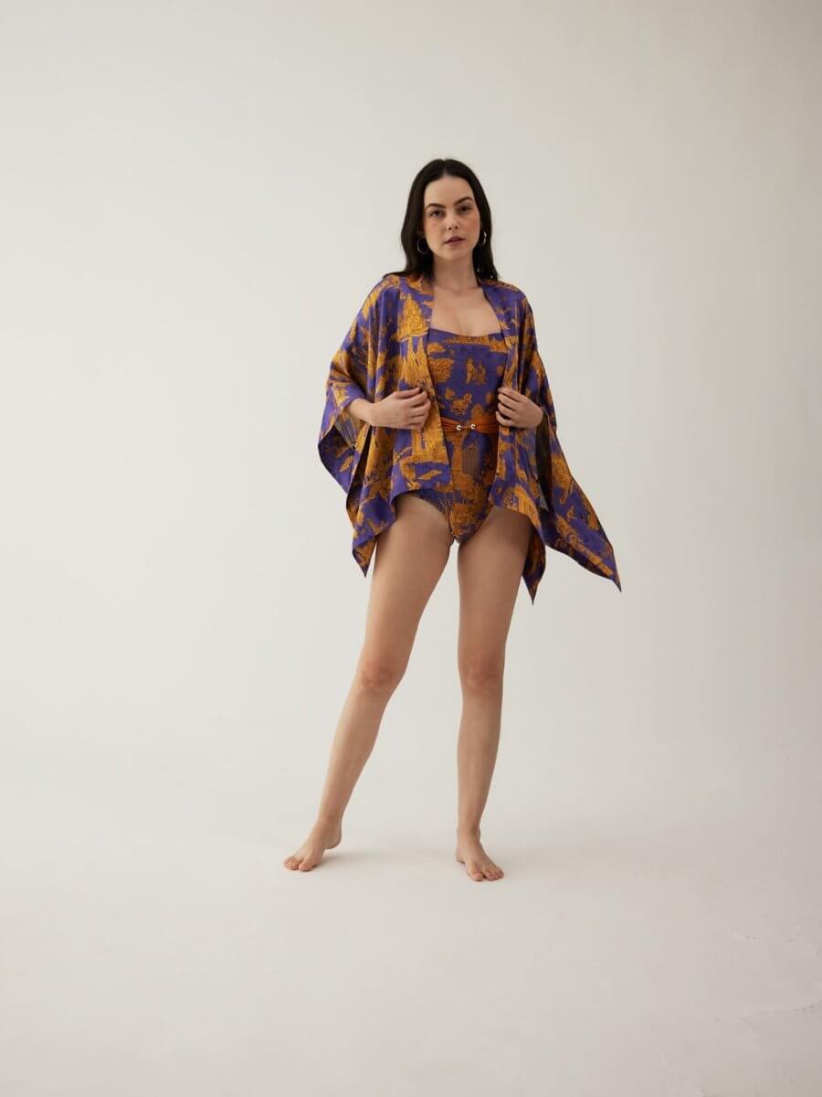 Aether Swimsuit With Tragano Short Kaftan
