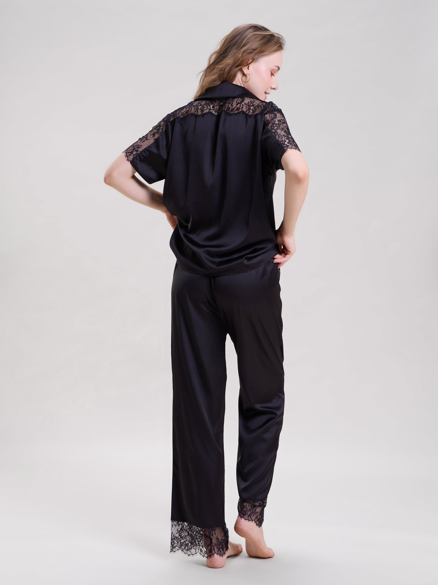 Black Lace Pajama Set