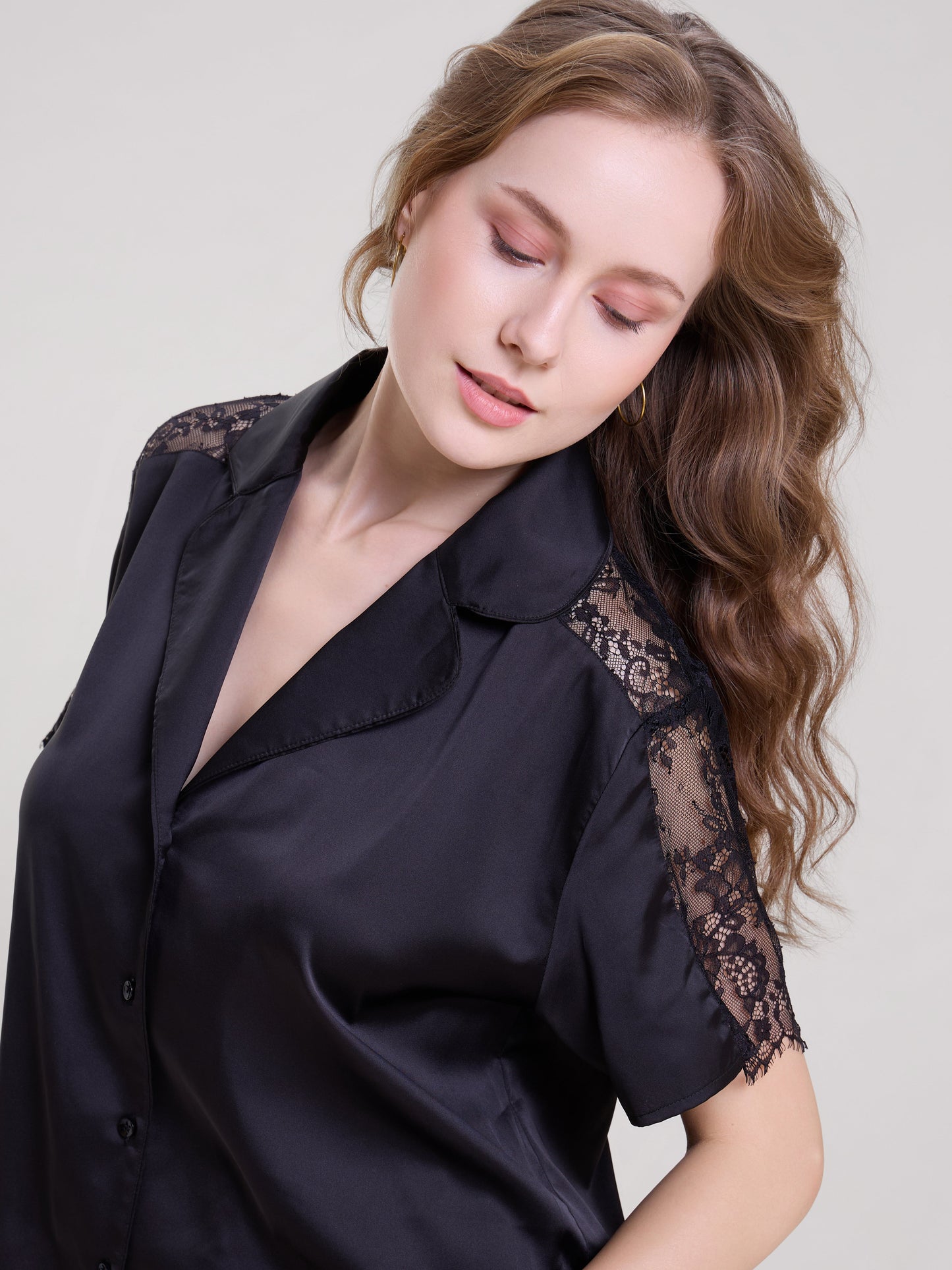 Black Lace Pajama Set