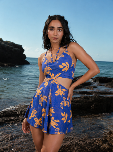 Cobalt Canopy-Halter Swim Dress