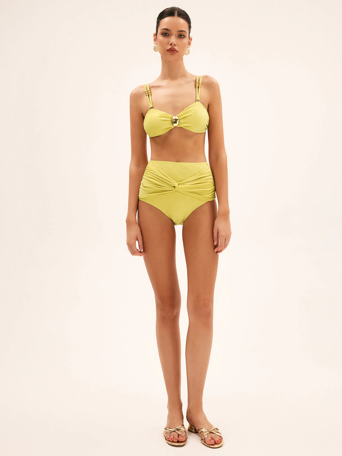 Golden High Waist Bikini Skirt Set