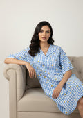 Bluebell Check Embroidered Sleep Shirt