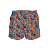 House of Malabaar boy's swim shorts with a fall foliage print.