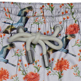 House of Malabaar boy's swim shorts with flying crane print.