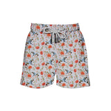 House of Malabaar boy's swim shorts with flying crane print.