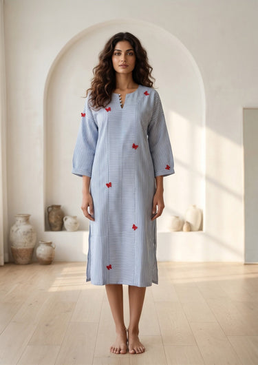 Azure Butterfly Stripe Nightshirt