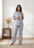 Azure Butterfly Stripe Night Set