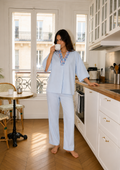 Celeste Charm Hand Embroidered V-Neck Lounge set