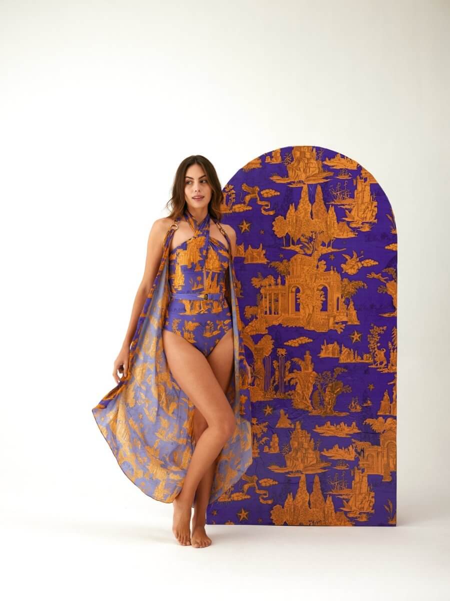 Ophelia Swimsuit With Furbelow Sarong
