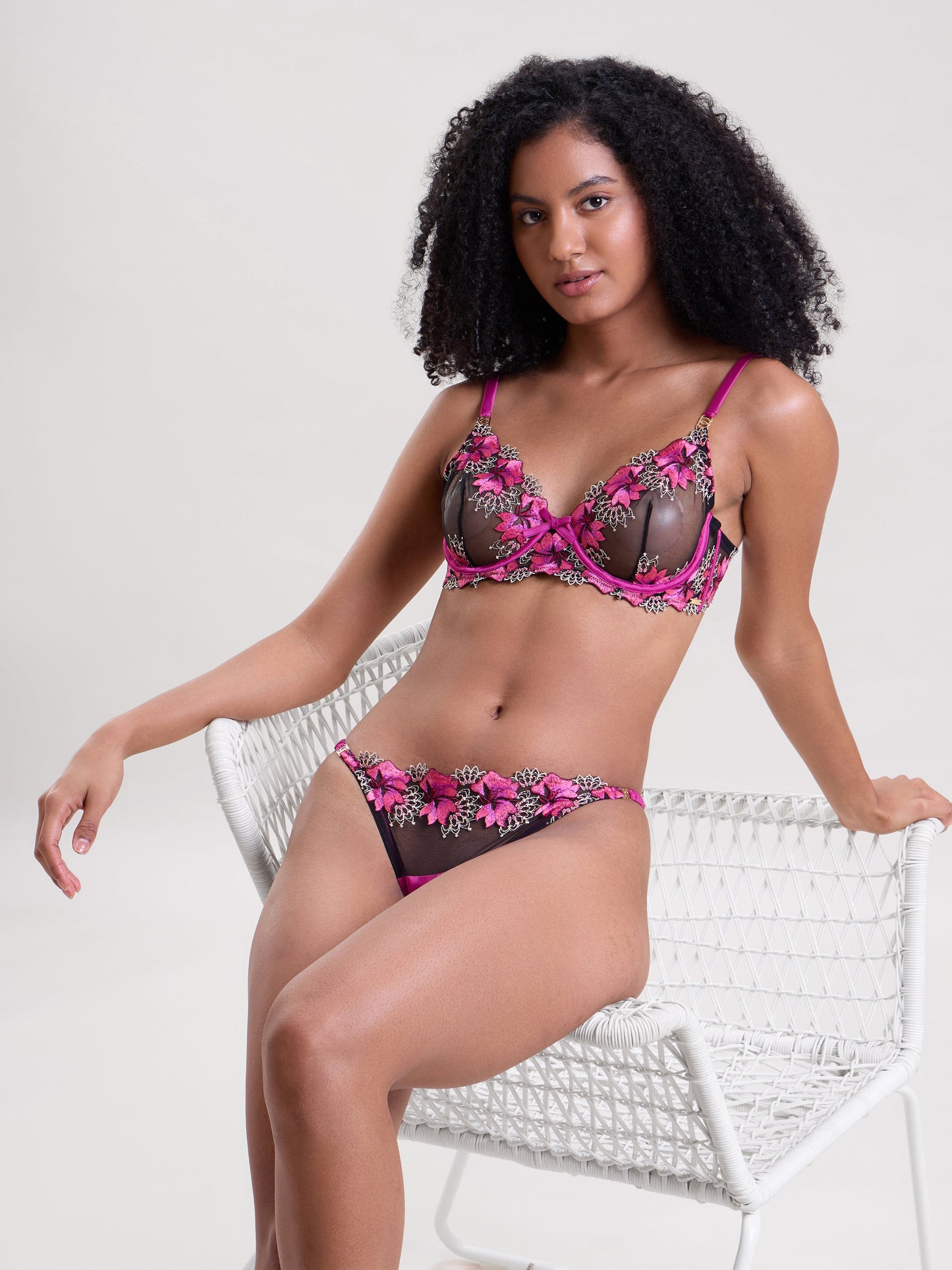 Iris Embroidered Balconette Bra & Thong Set