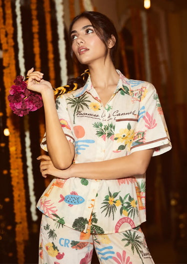 Amalfi Dreams Printed-Night Suit