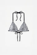 Silver Sequin Triangle Bikini Top