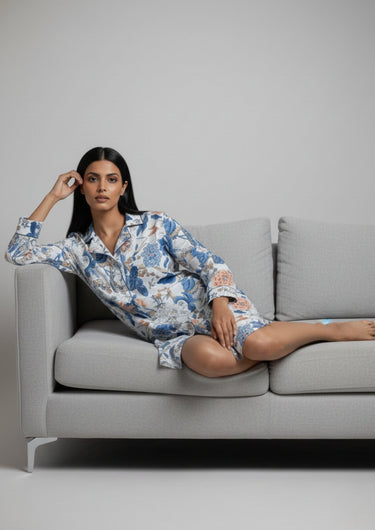 Blue Botanica Sleep Shirt with Bottom
