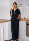 Midnight Bloom – Hand-Embroidered Co-ord Set