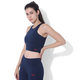 Padded Biker Crop Top Navy-Padded Crop Top-Silvertraq-Silvertraq