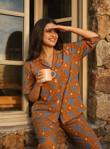 Waffle Morning Printed Night Suit
