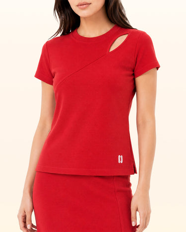 Crimson Terry Keyhole Top