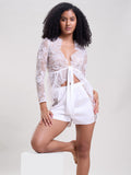 White Lace Shrug And Shorts