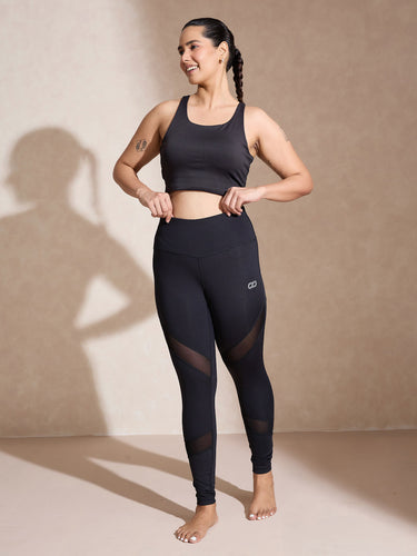 Shop-Silvertraq Mesh Cross Leggings Black
