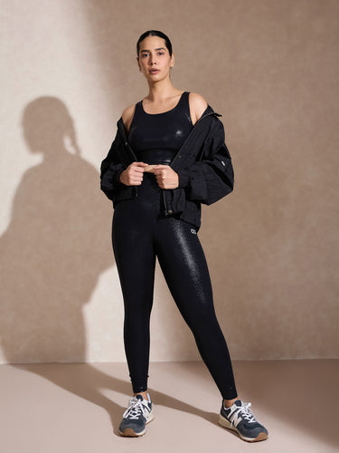 Shop-Gloss Bra & Ath Track Leggings Shiny Black