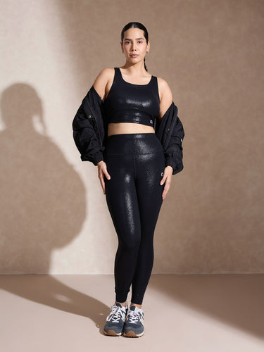 Shop-Gloss Bra & Ath Track Leggings Shiny Black