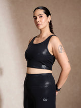 Shop-High Impact Gloss Action Bra With Clasp Shiny Black
