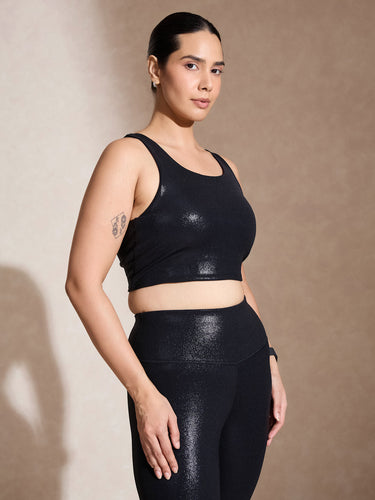Shop-High Impact Gloss Action Bra With Clasp Shiny Black
