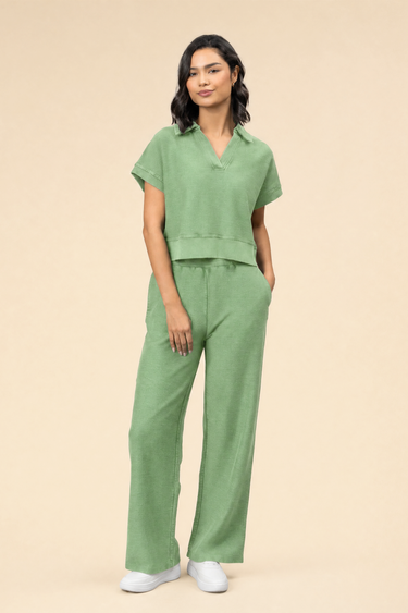 Eucalyptus Reverse Terry Cropped Polo