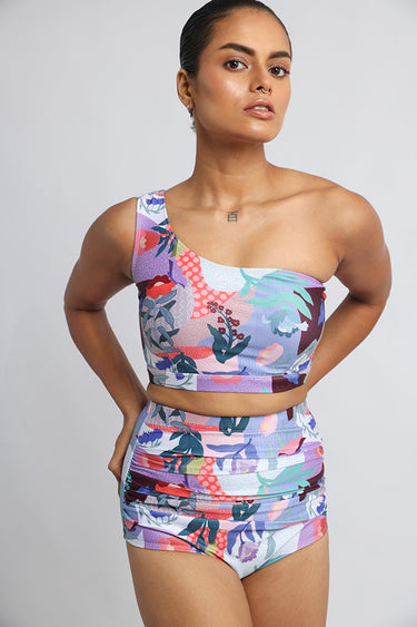 Garden Print – One-Shoulder Bikini Set